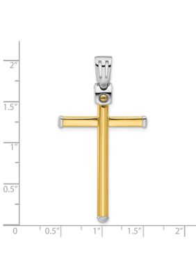 14K Two-tone Polished Cross Pendant