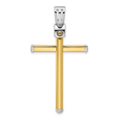 14K Two-tone Polished Cross Pendant