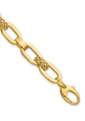 Belk & Co Men's 14K Yellow Gold Polished and Textured Fancy Link Bracelet
