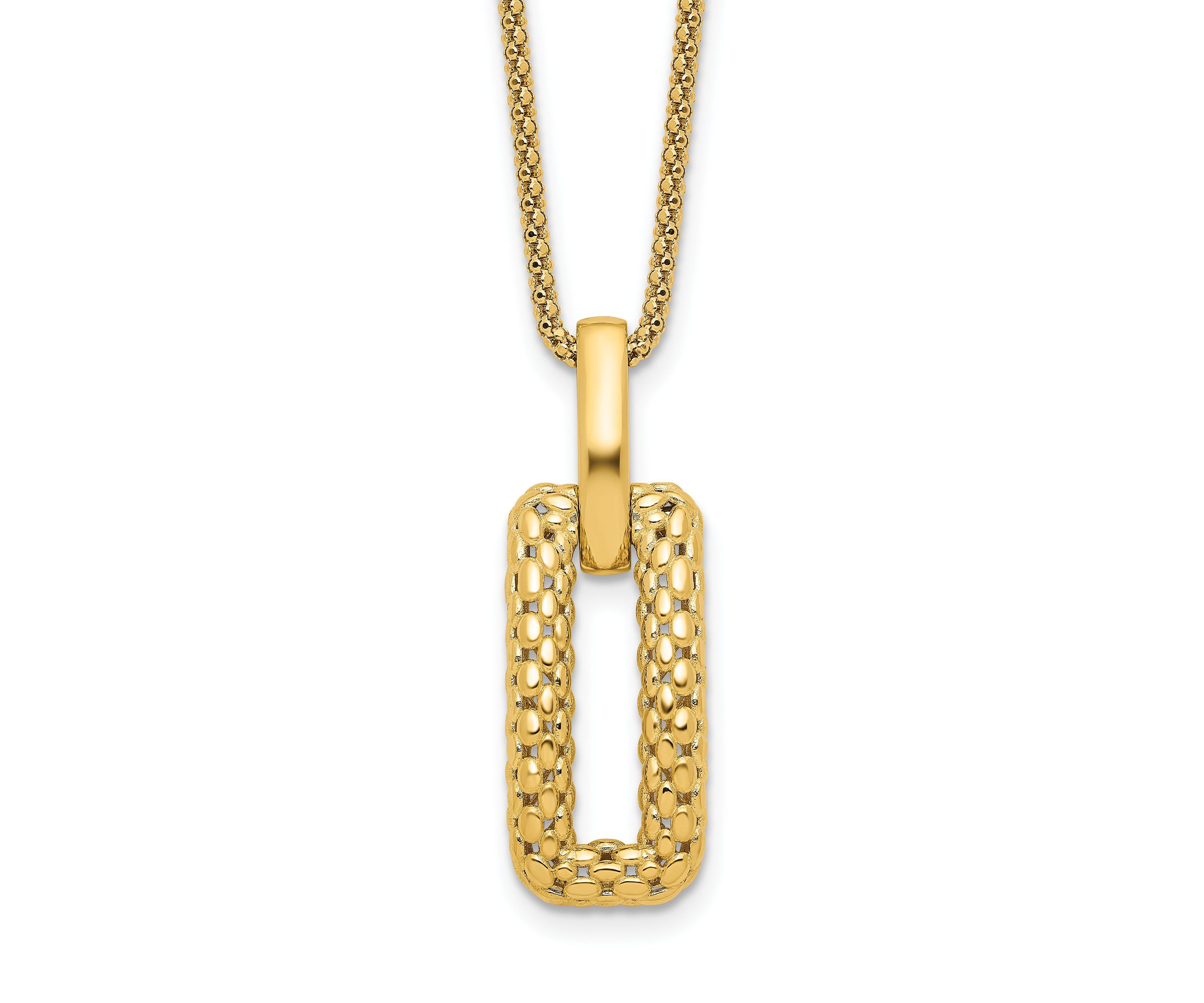14K Yellow Gold Polished and Textured Fancy Necklace