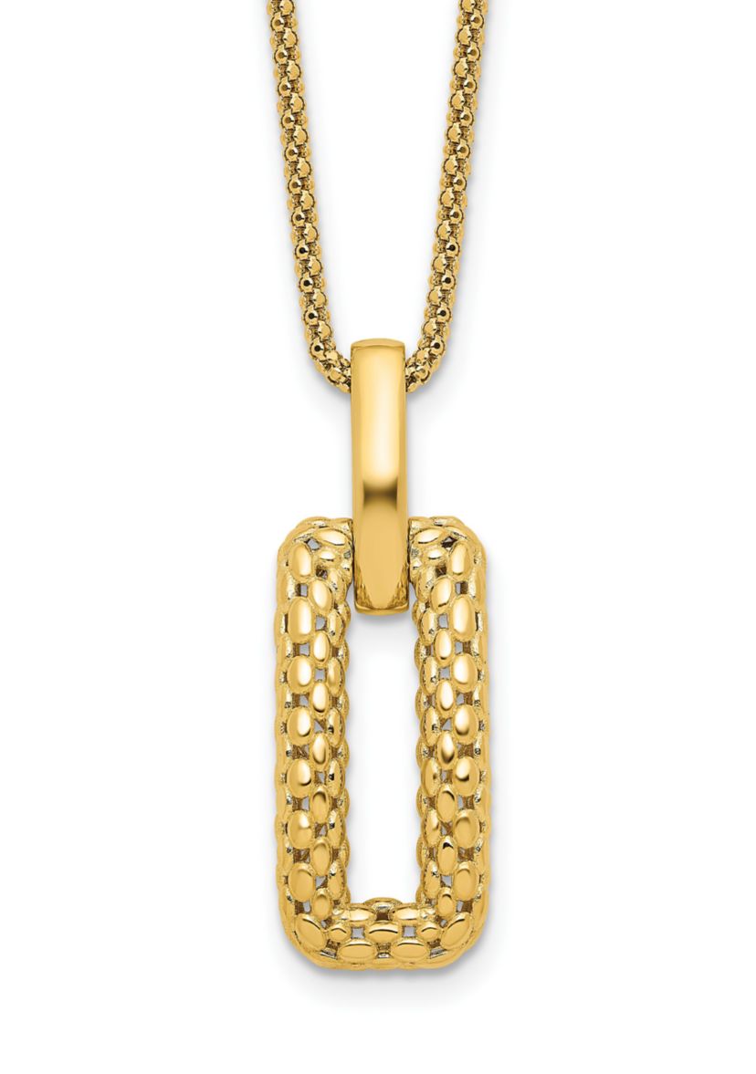 14K Yellow Gold Polished and Textured Fancy Necklace