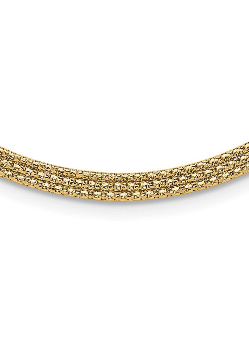 14K Yellow Gold with Diamond-cut Accent and 2-inch Extension Woven Necklace