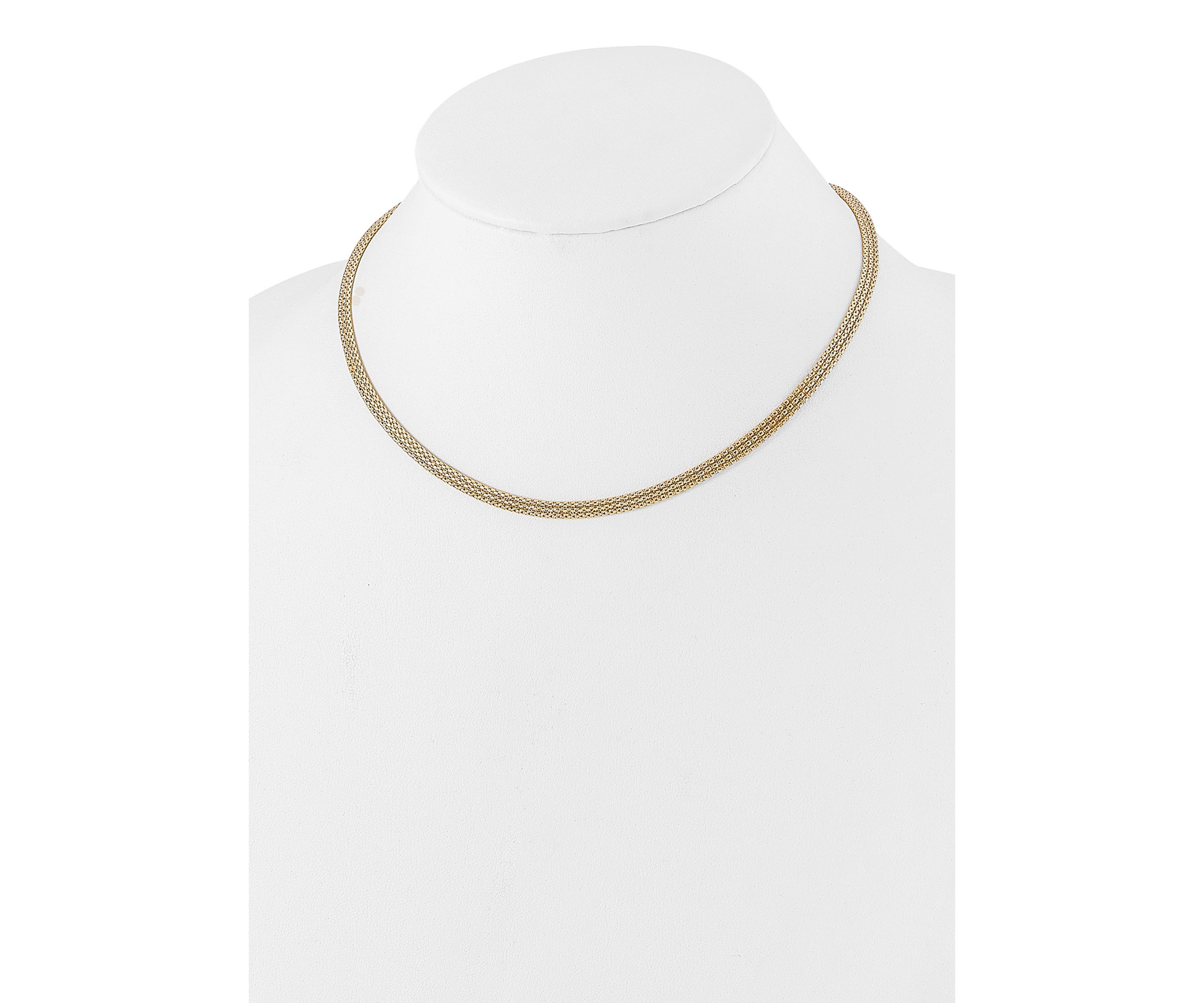 14K Yellow Gold with Diamond-cut Accent and 2-inch Extension Woven Necklace