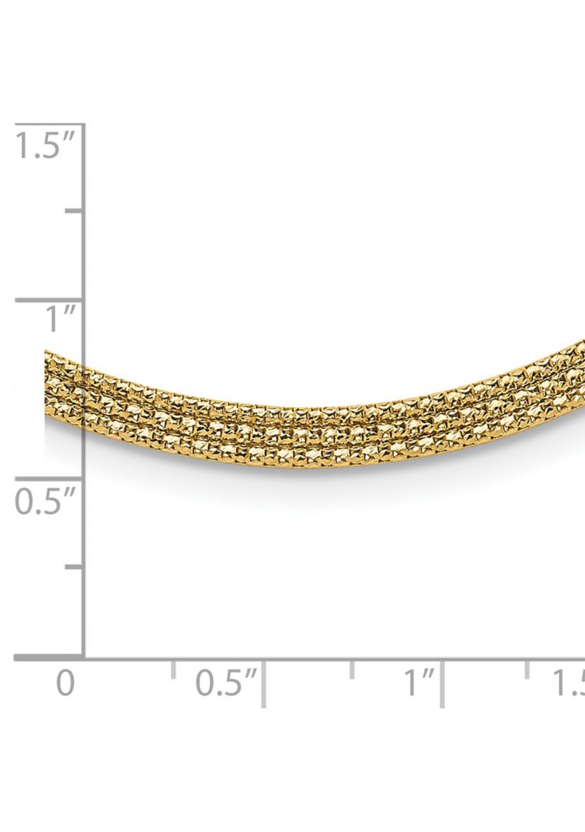 14K Yellow Gold with Diamond-cut Accent and 2-inch Extension Woven Necklace