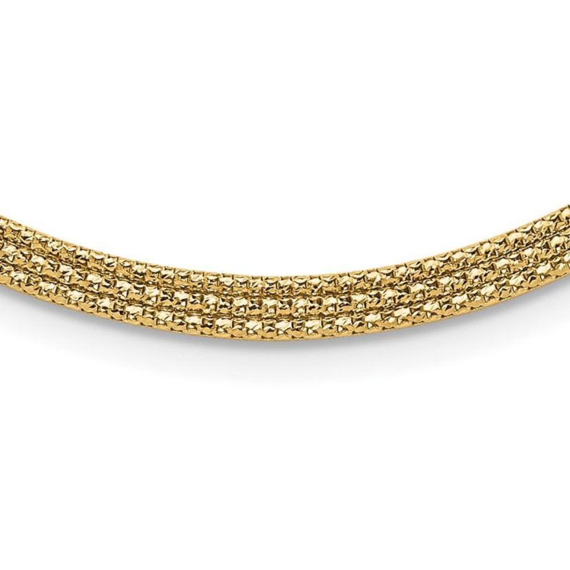 14K Yellow Gold with Diamond-cut Accent and 2-inch Extension Woven Necklace