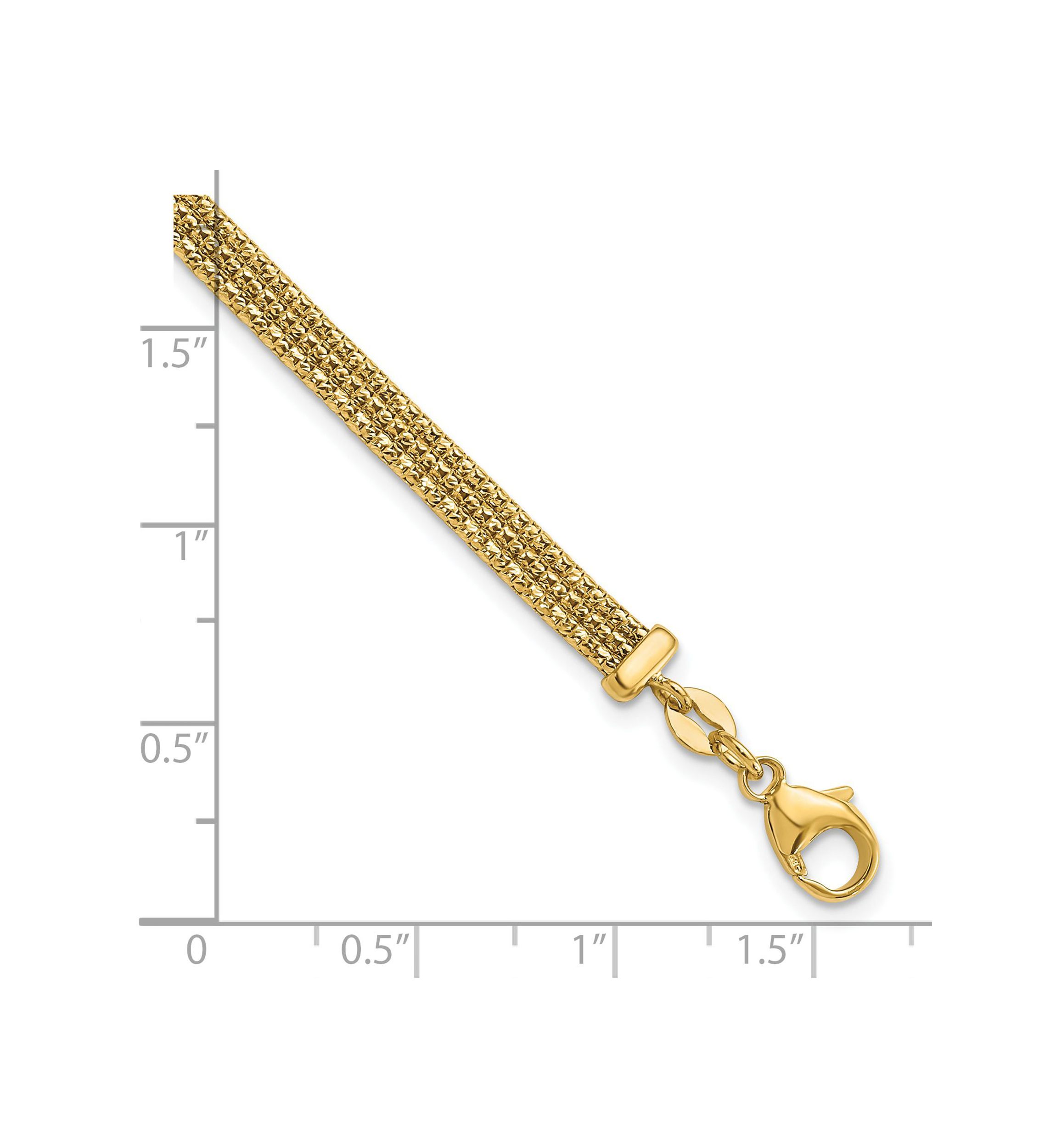 14K Yellow Gold with Diamond-cut Accent and 1 Inch Extension Woven Bracelet