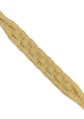 Belk & Co 14K Two-tone Gold Diamond-cut Woven Bracelet, Yellow