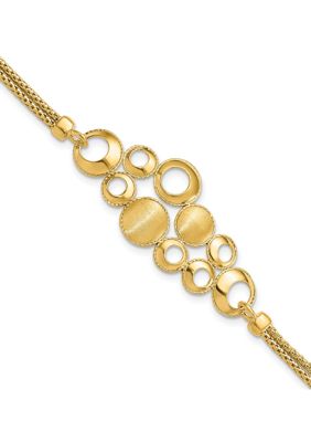 Belk & Co 14K Yellow Gold Polished and Satin Circles with 1 Inch Extension Bracelet