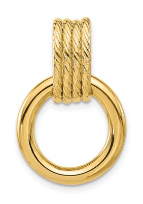 Belk & Co 14K Yellow Gold Polished and Textured Circle Pendant