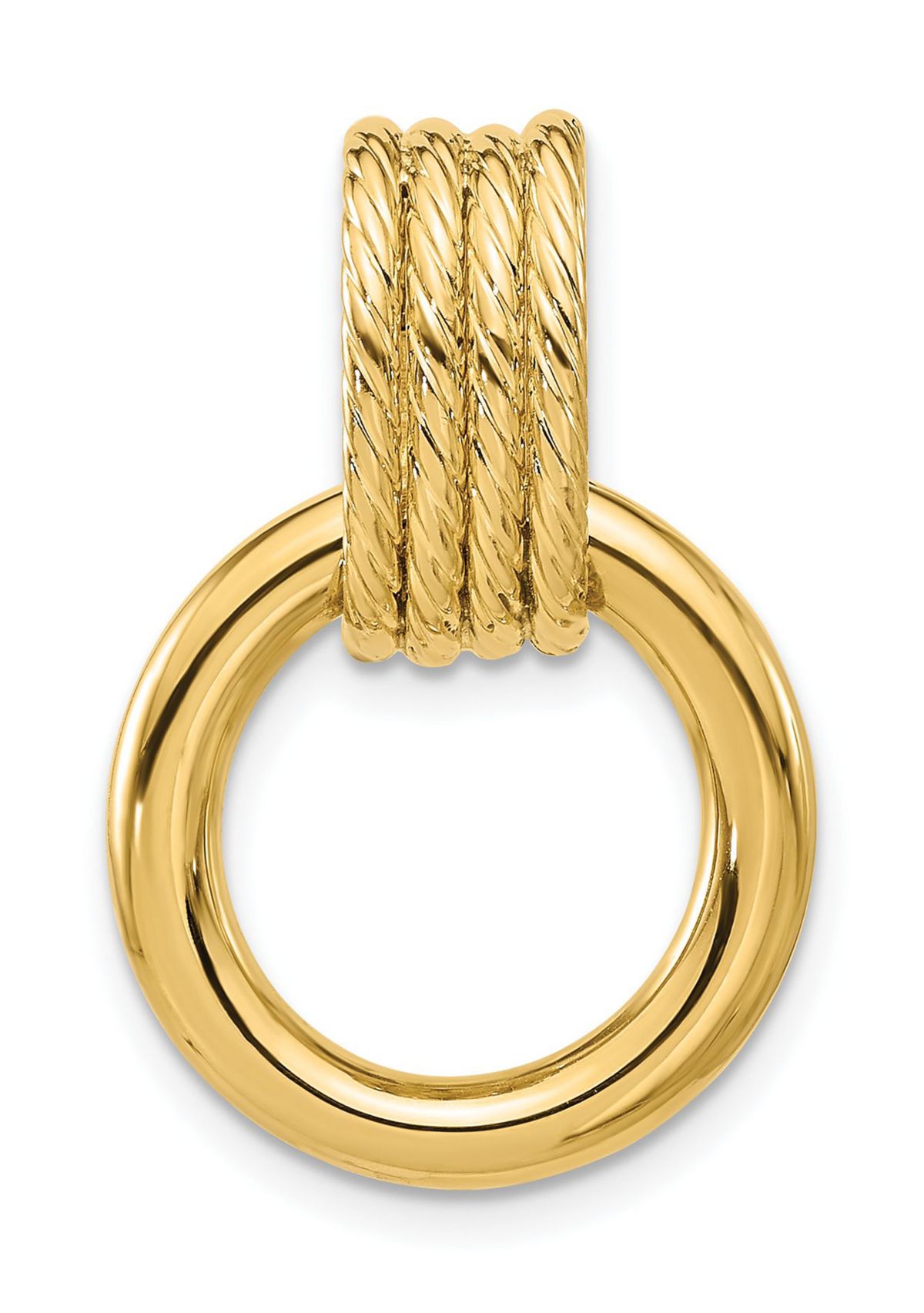 14K Yellow Gold Polished and Textured Circle Pendant