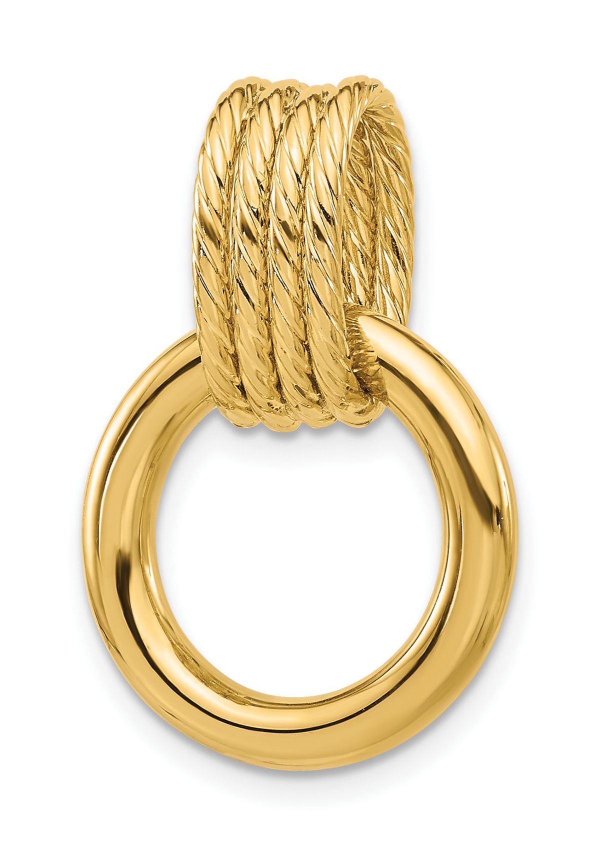 14K Yellow Gold Polished and Textured Circle Pendant