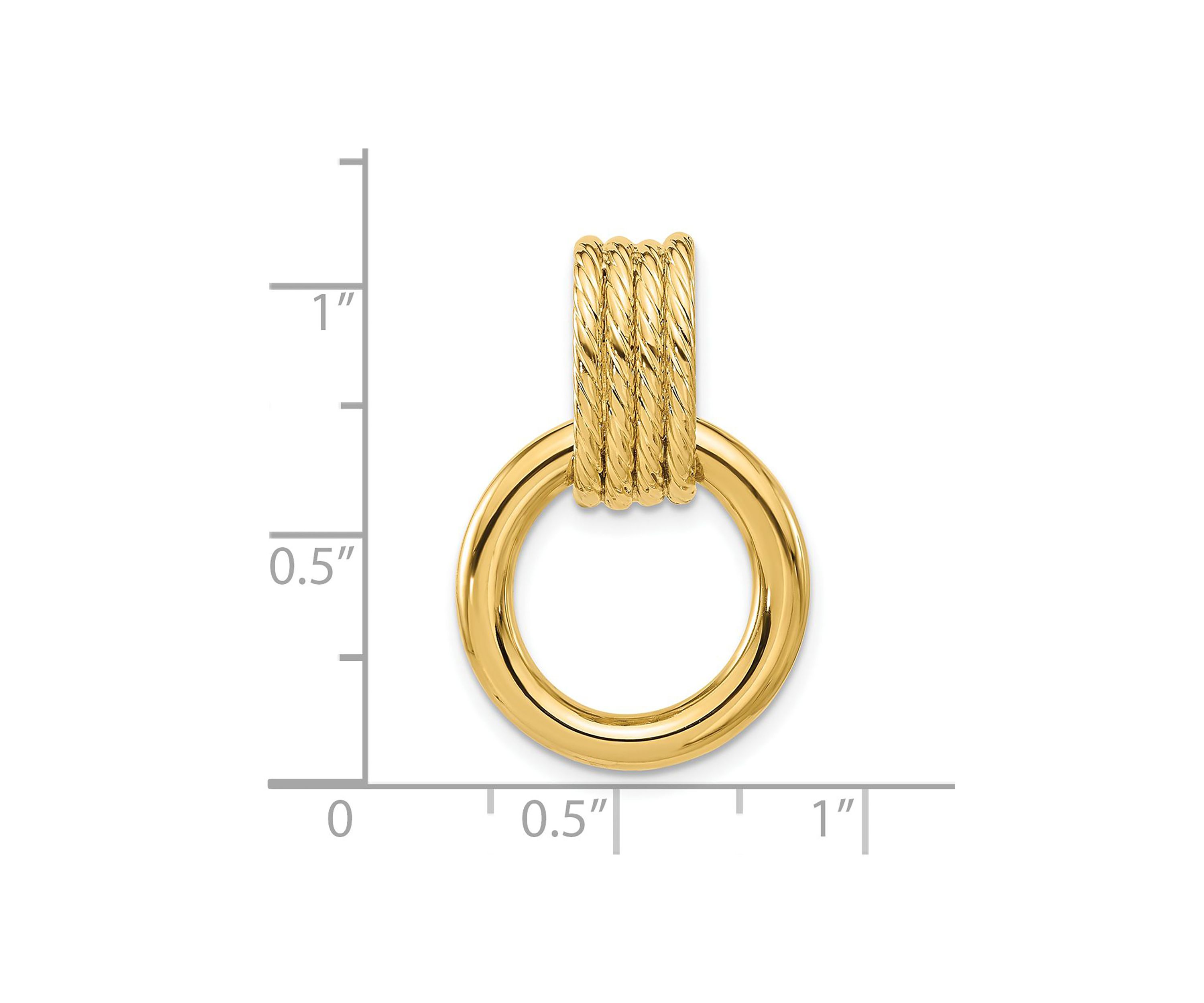 14K Yellow Gold Polished and Textured Circle Pendant