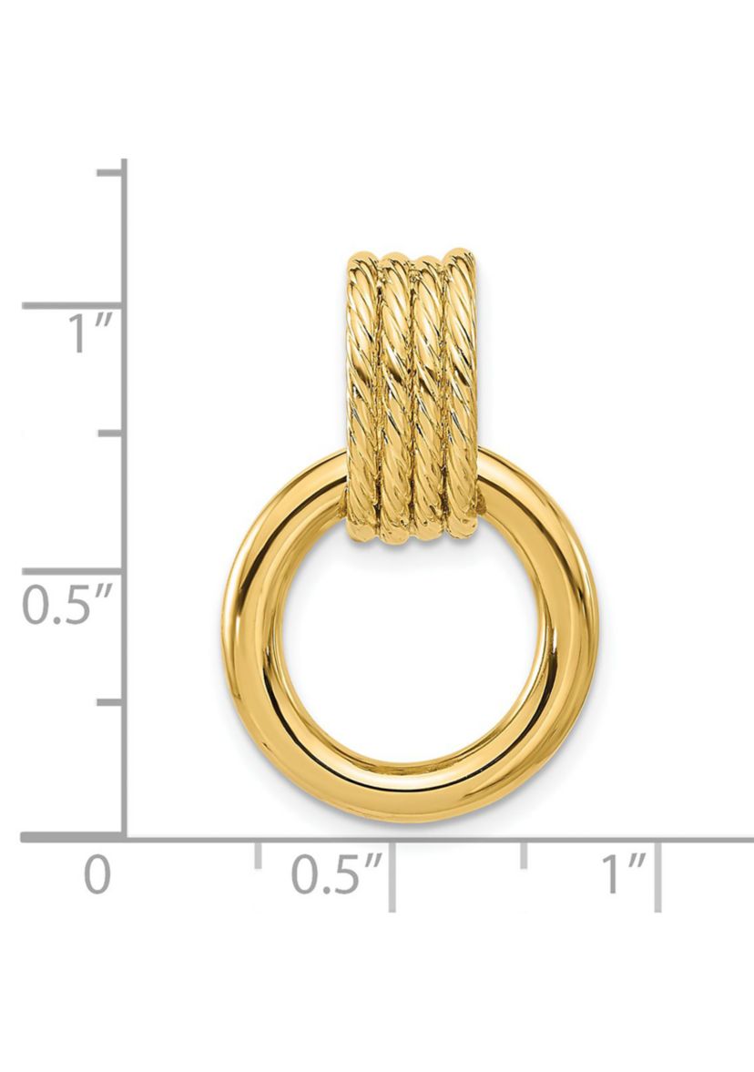 14K Yellow Gold Polished and Textured Circle Pendant