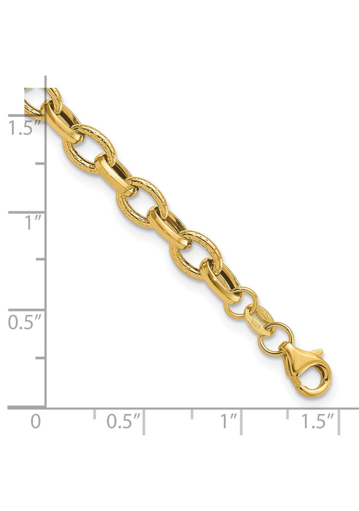 14K Yellow Gold Polished and Textured Fancy Link Bracelet