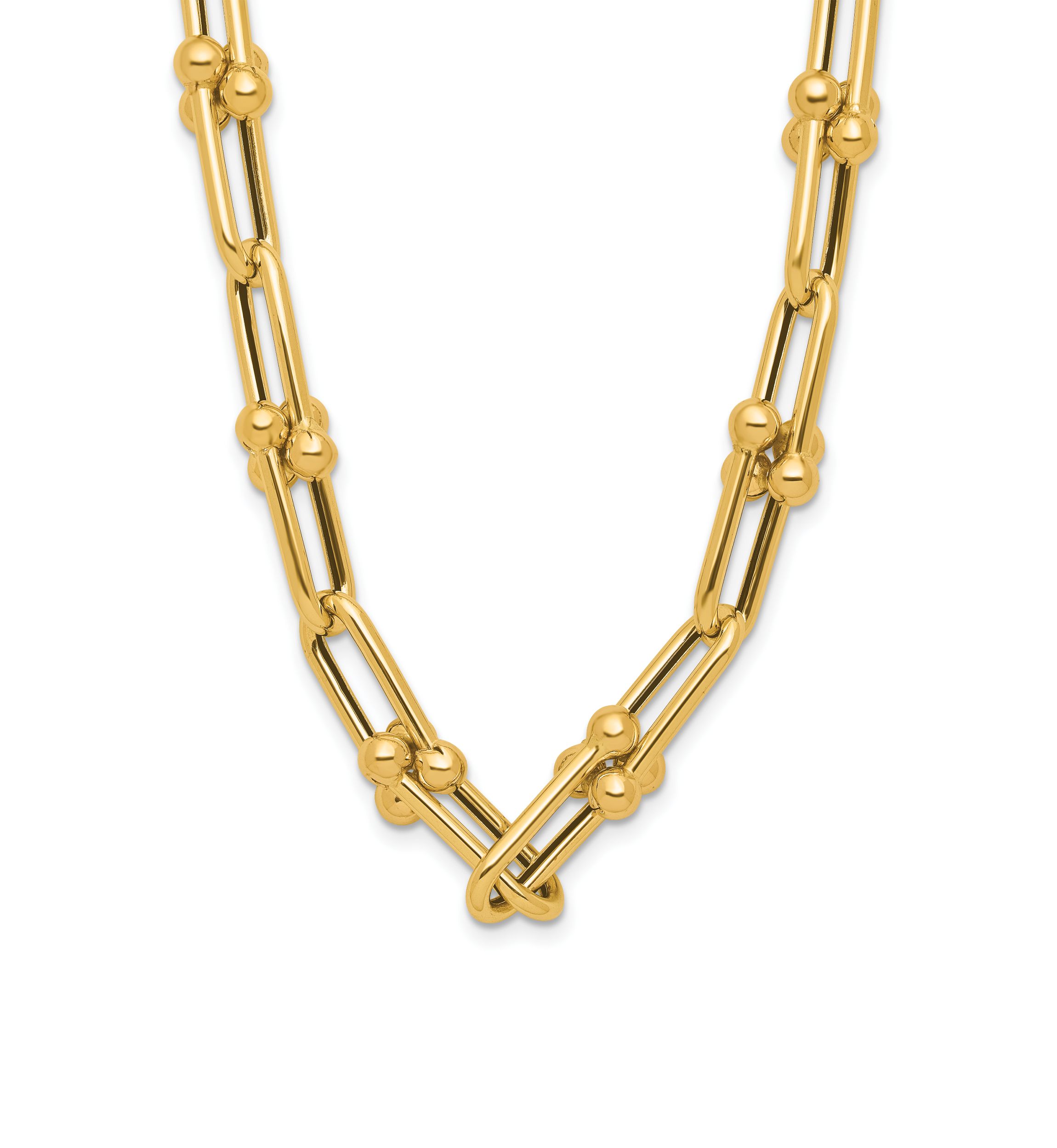 14K Yellow Gold Polished Fancy Link Necklace