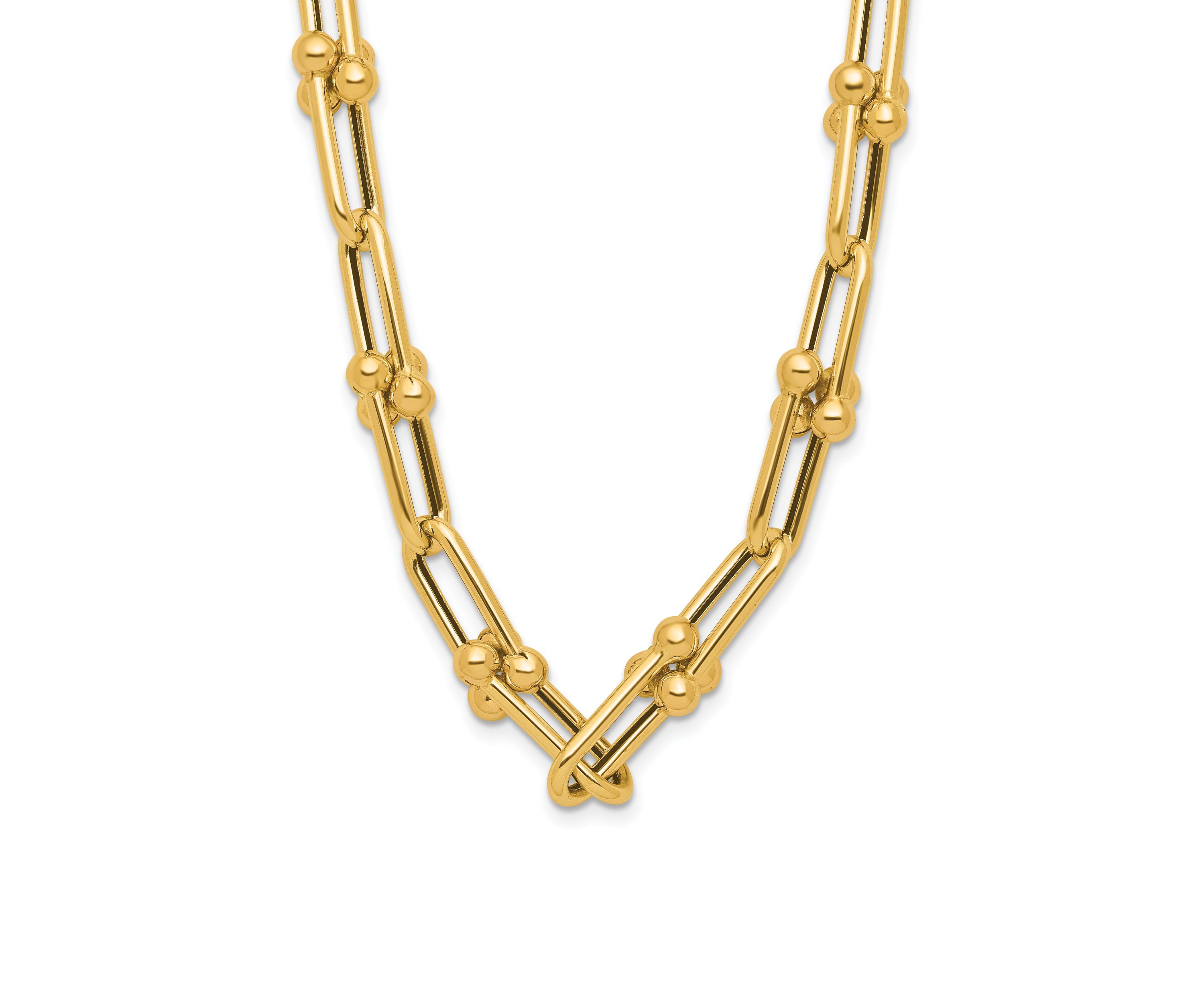14K Yellow Gold Polished Fancy Link Necklace
