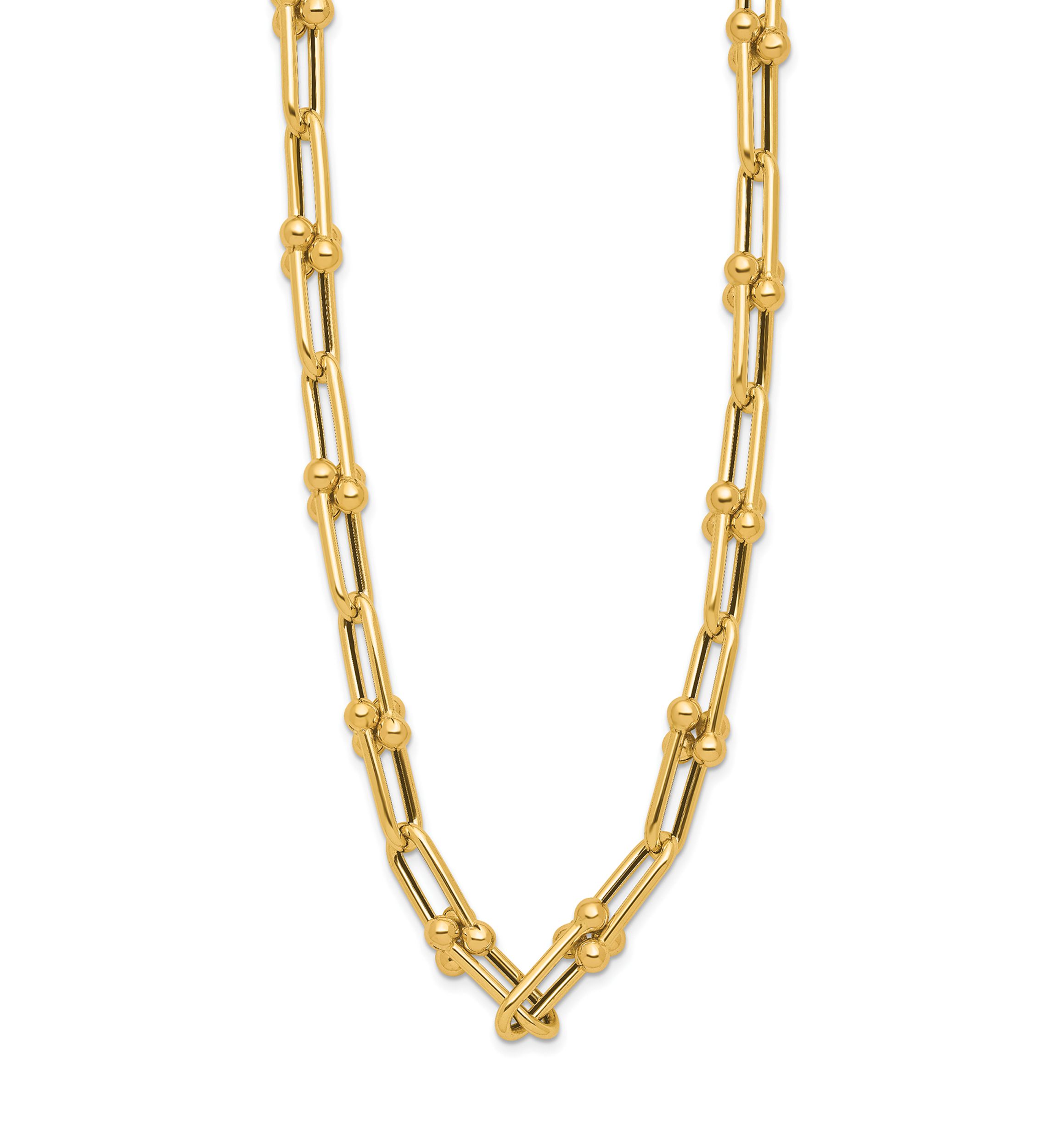 14K Yellow Gold Polished Fancy Link Necklace