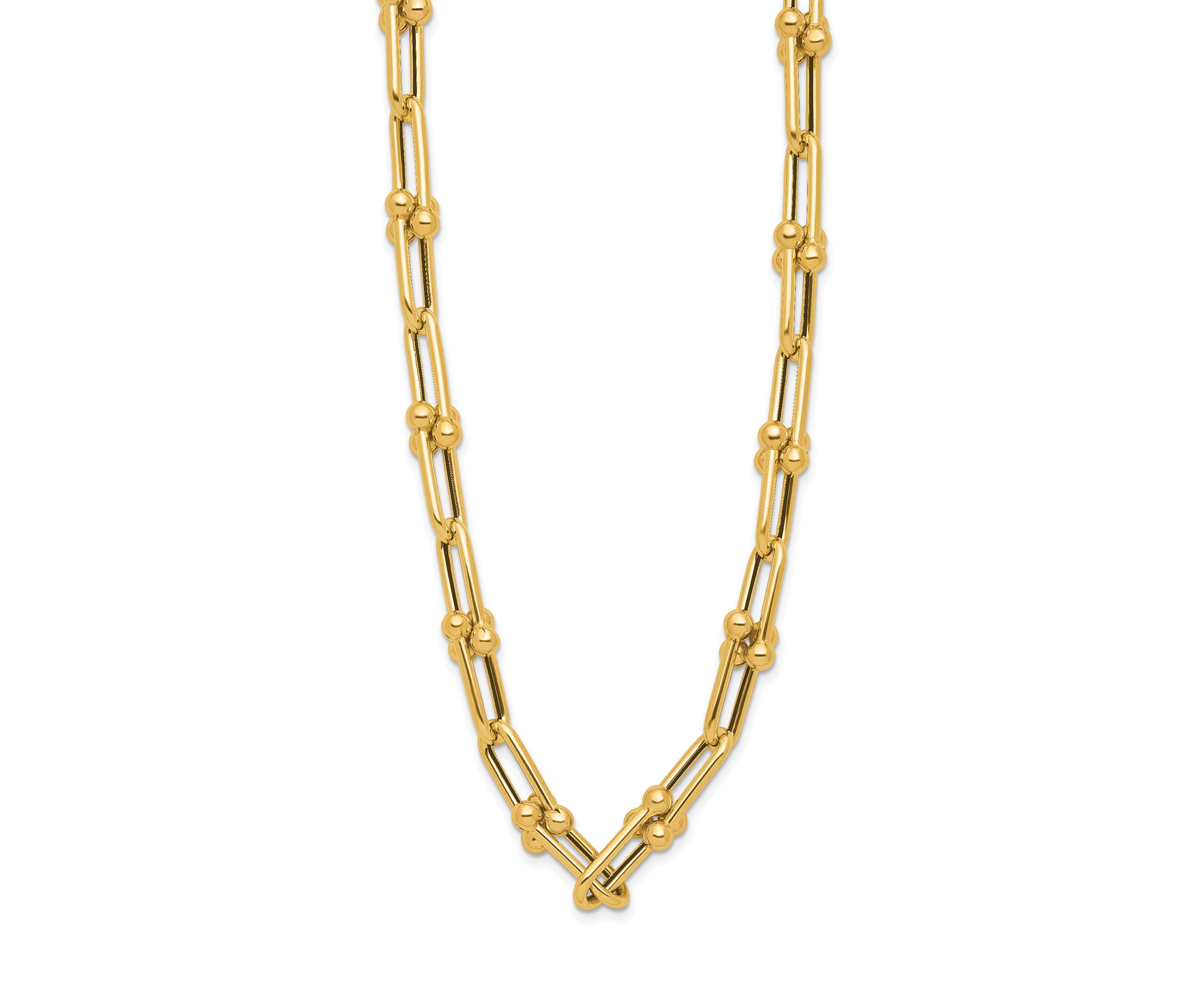 14K Yellow Gold Polished Fancy Link Necklace