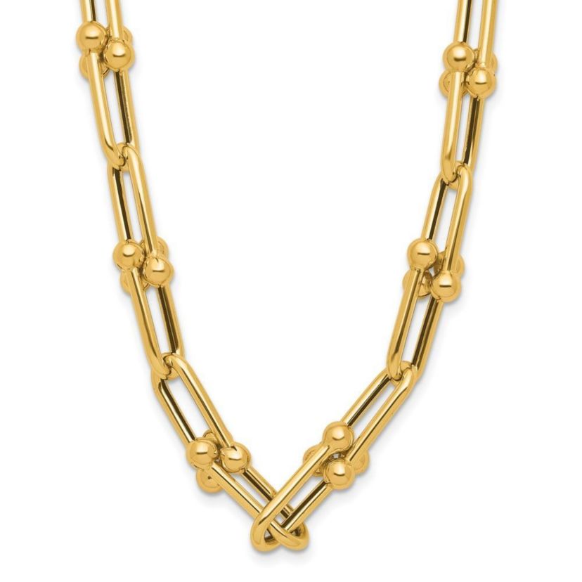 14K Yellow Gold Polished Fancy Link Necklace