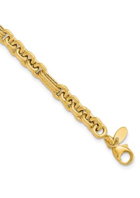 Belk & Co 14K Yellow Gold Polished and Textured Fancy Link Bracelet