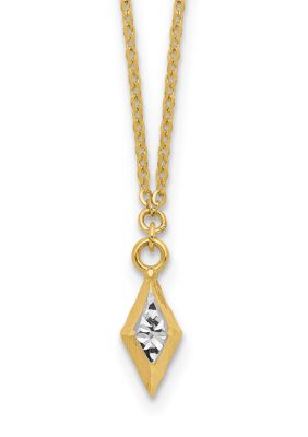 Belk & Co 14K Yellow Gold White Rhodium Polished and Diamond Cut Necklace