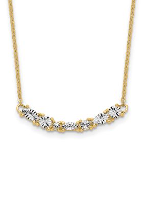 Belk & Co 14K Yellow Gold White Rhodium Polished and Diamond Cut Bar Necklace