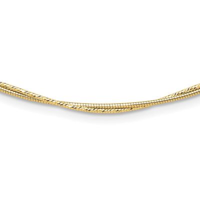 Belk & Co 14K Yellow Gold Polished and Diamond-cut Twisted 2-Strand Neckwire Necklace
