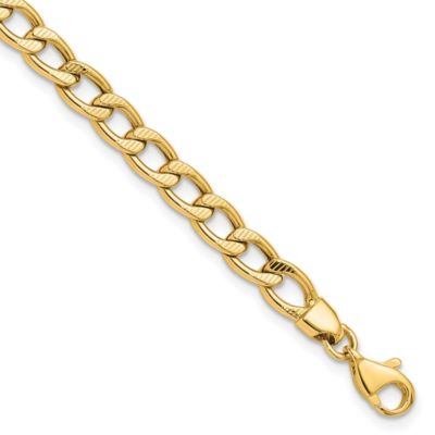Belk & Co Men's 14K Yellow Gold Polished and Textured Link Bracelet