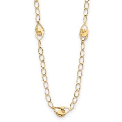 Belk & Co 14K Yellow Gold Polished and Diamond-cut Fancy Link with 1-inch Extension Necklace