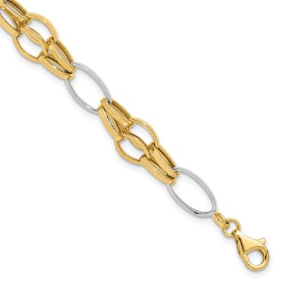 Belk & Co 14K Yellow and White Gold Polished Fancy Link Bracelet