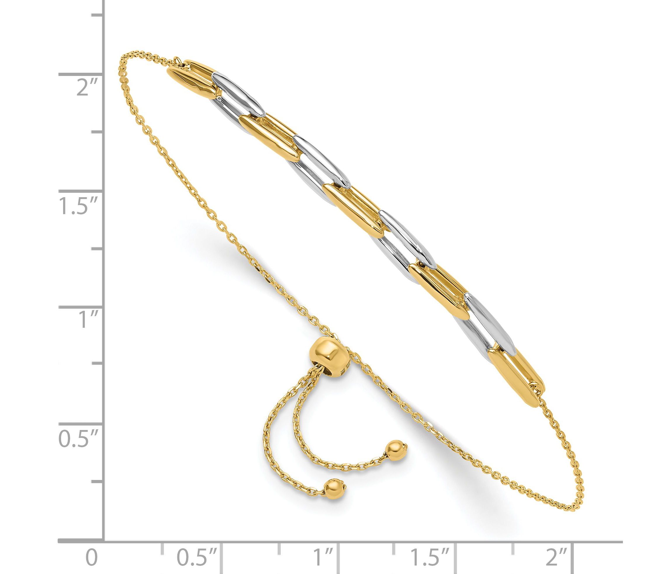 14K Yellow and White Gold Polished Fancy Link Adjustable Bracelet