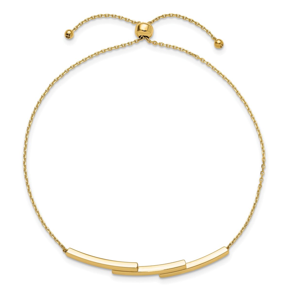 14K Yellow Gold Polished Bar Adjustable Bracelet