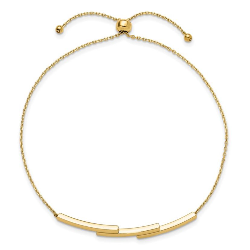14K Yellow Gold Polished Bar Adjustable Bracelet