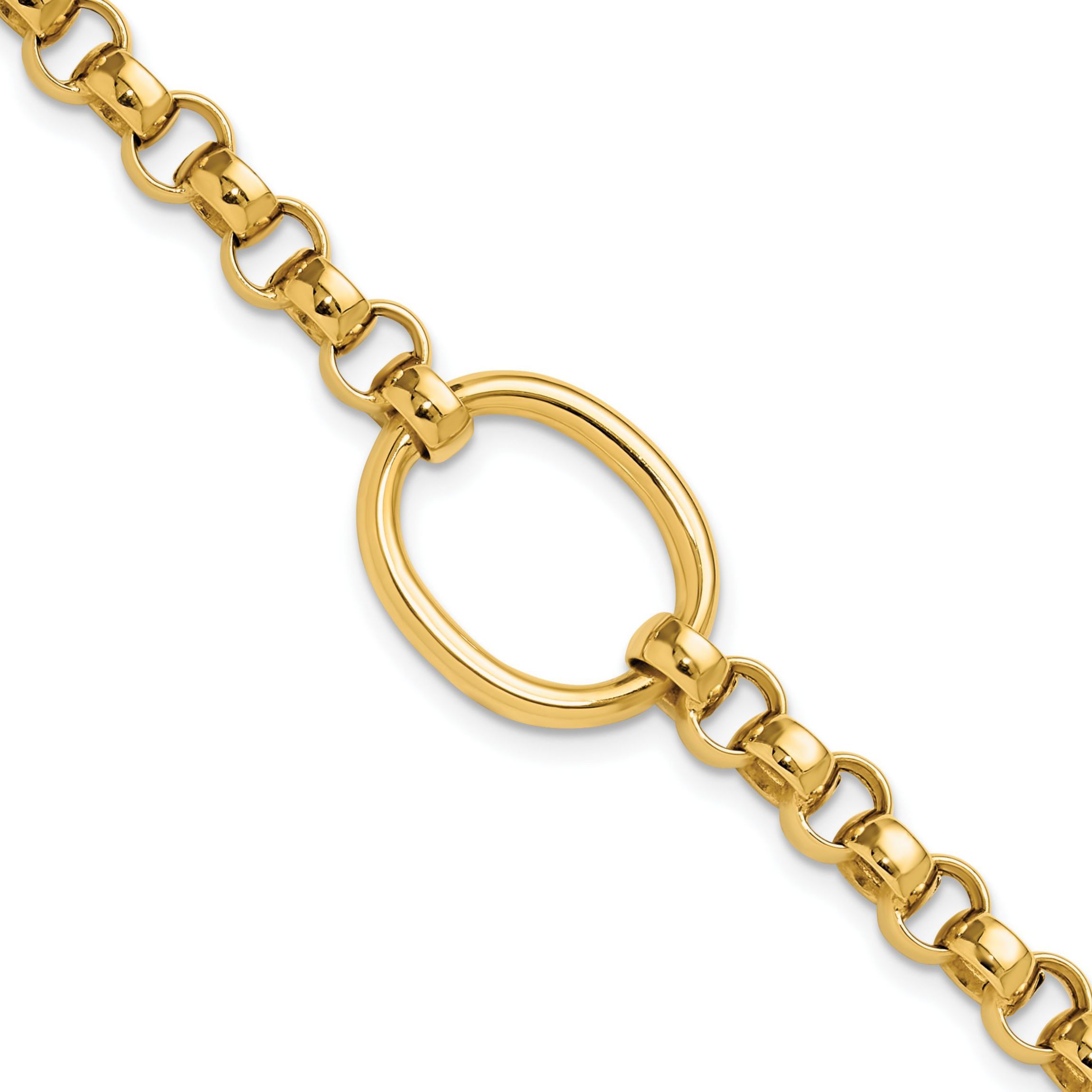 14K Yellow Gold Polished Oval Fancy Link Bracelet