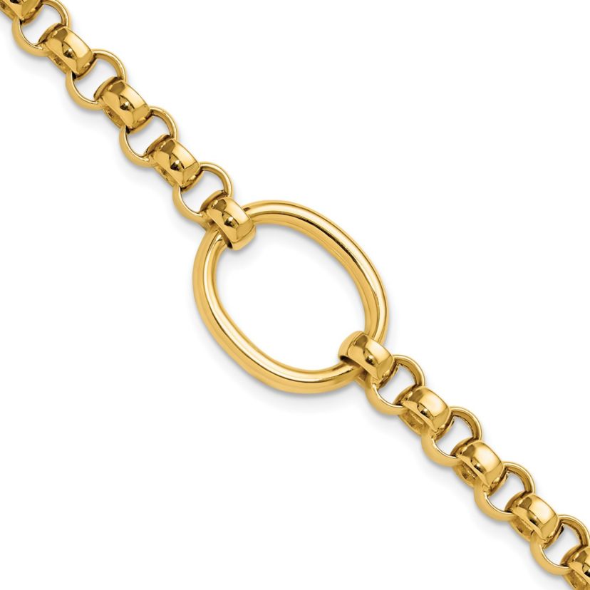 14K Yellow Gold Polished Oval Fancy Link Bracelet