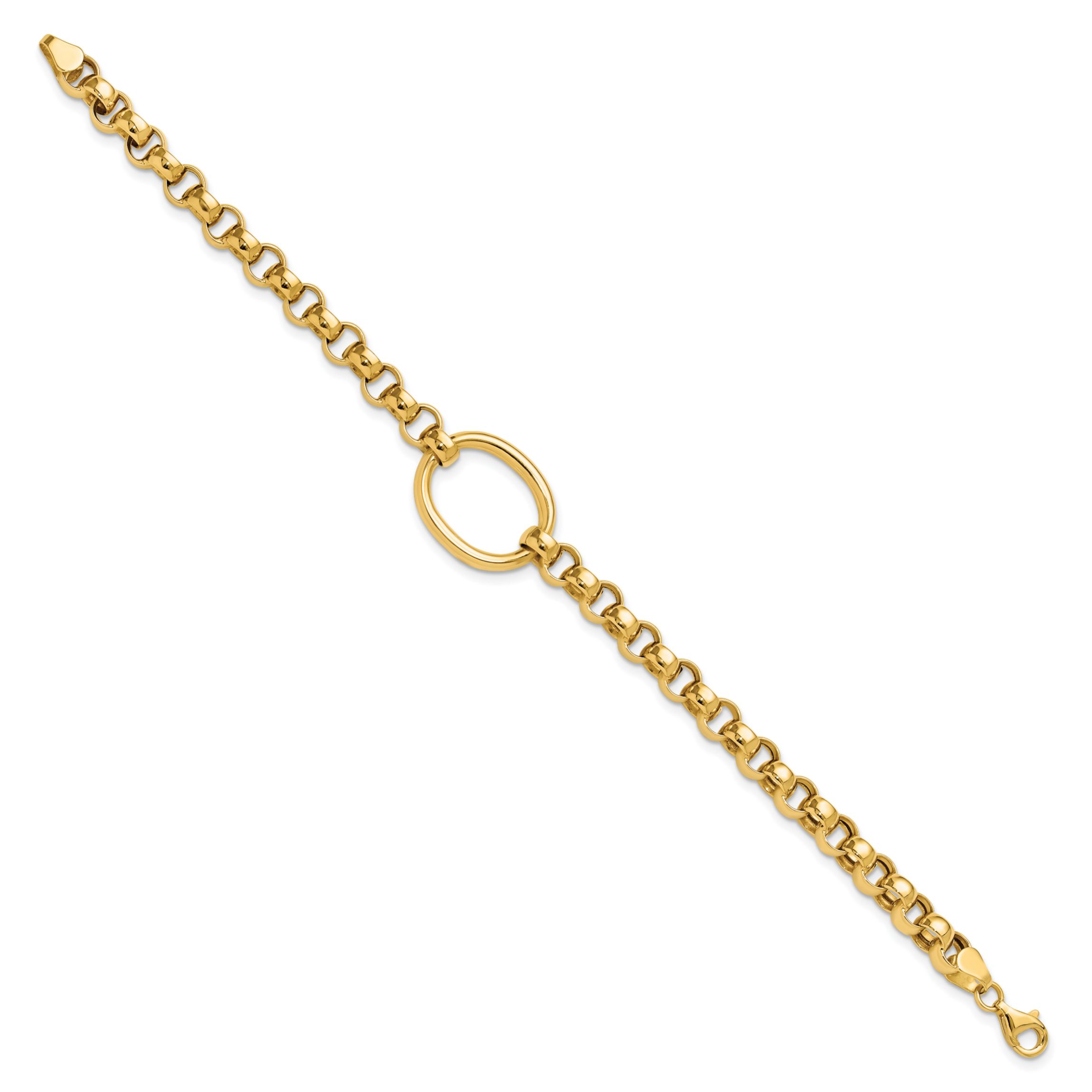 14K Yellow Gold Polished Oval Fancy Link Bracelet