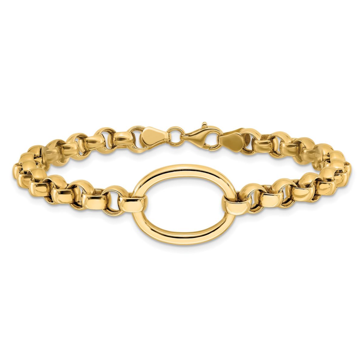 14K Yellow Gold Polished Oval Fancy Link Bracelet