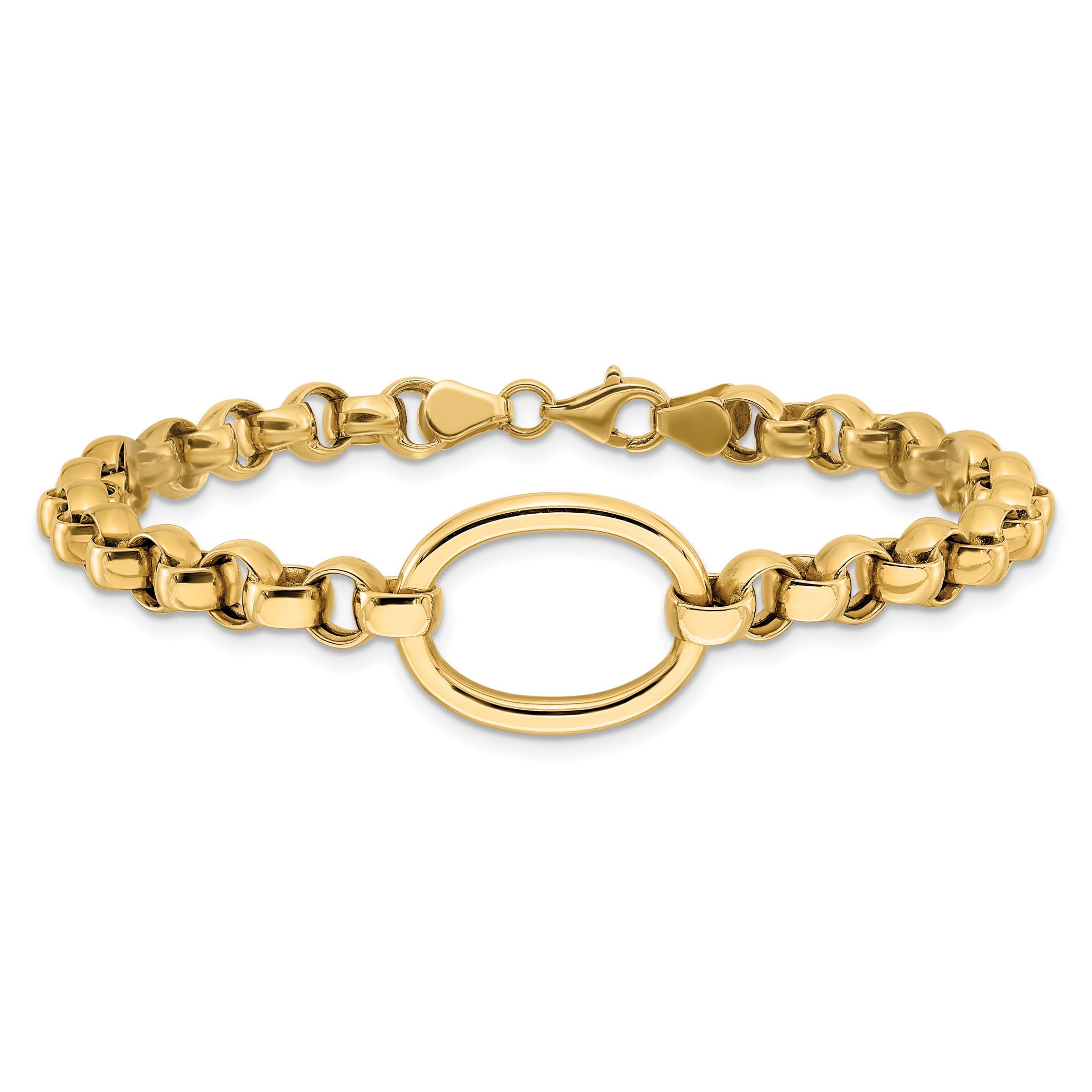 14K Yellow Gold Polished Oval Fancy Link Bracelet