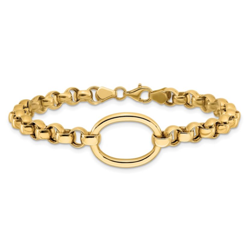 14K Yellow Gold Polished Oval Fancy Link Bracelet