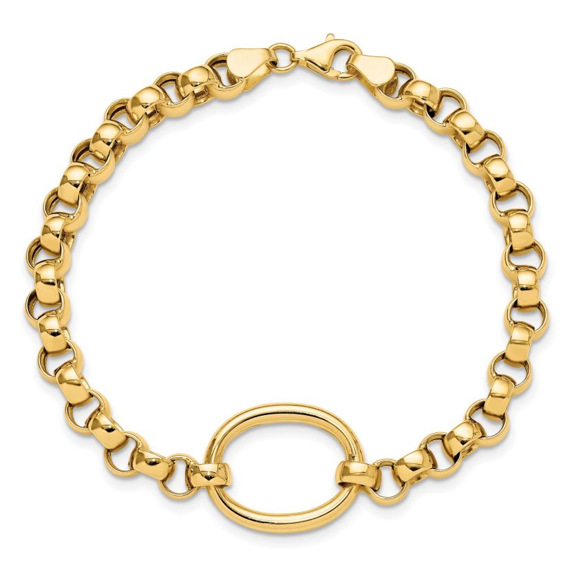 14K Yellow Gold Polished Oval Fancy Link Bracelet