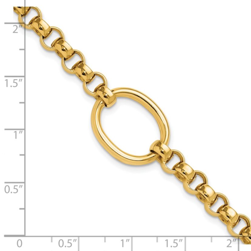 14K Yellow Gold Polished Oval Fancy Link Bracelet
