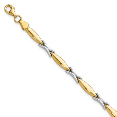 Belk & Co 14K Yellow and White Gold Polished Fancy Link Bracelet