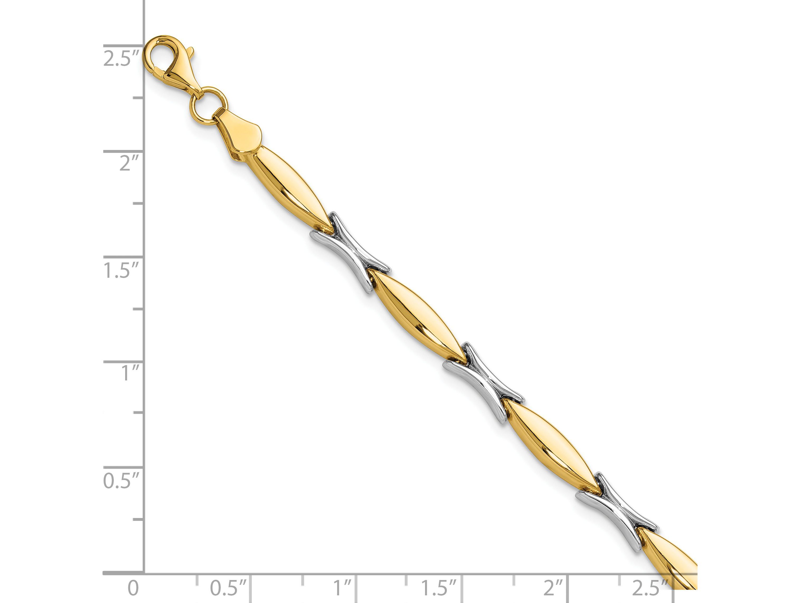 14K Yellow and White Gold Polished Fancy Link Bracelet