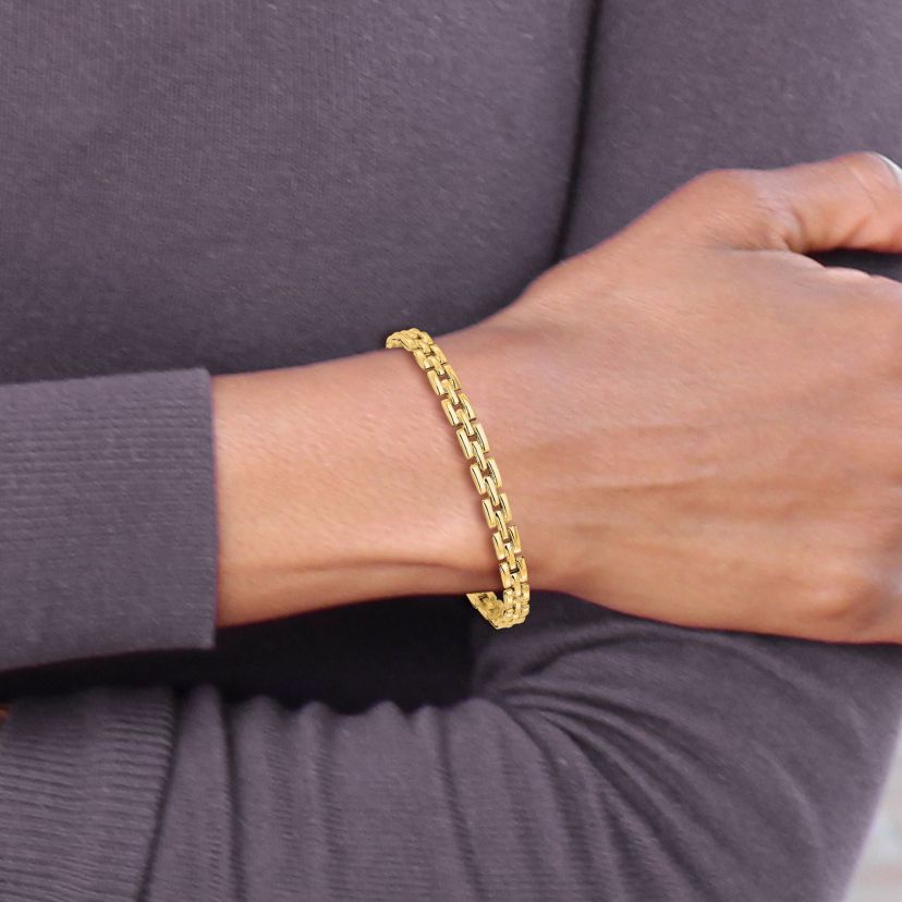 14K Yellow Gold Polished Fancy Link Bracelet