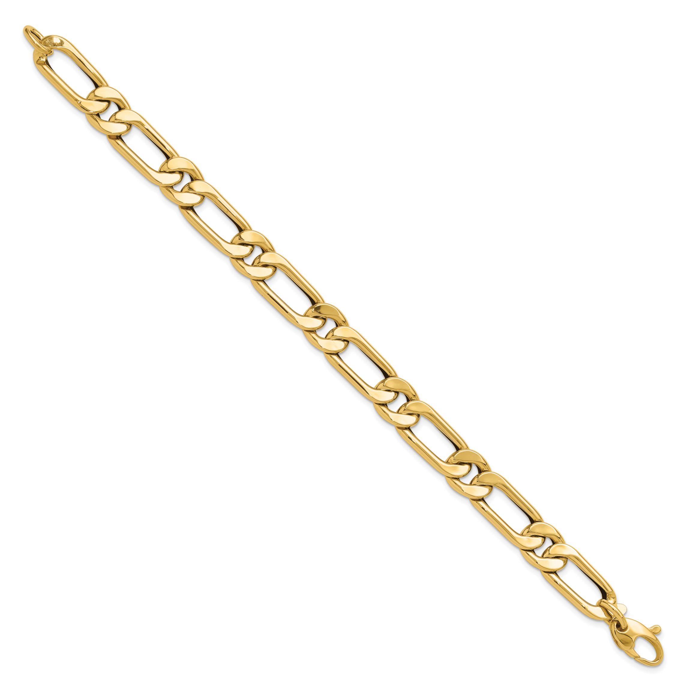 14K Yellow Gold Polished Hollow Fancy Link Mens Bracelet