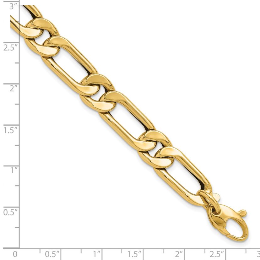 14K Yellow Gold Polished Hollow Fancy Link Mens Bracelet