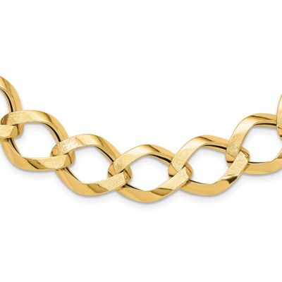 Belk & Co 14K Yellow Gold Polished Brushed Hollow Fancy Link Necklace