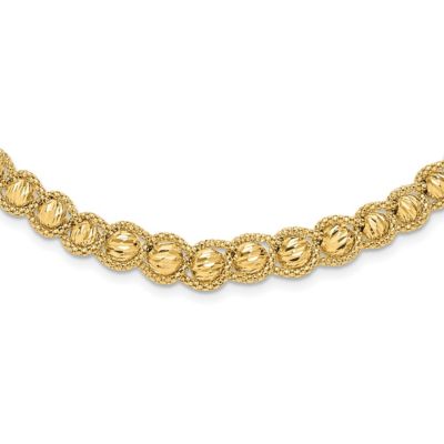 Belk & Co 14K Yellow Gold Polished Textured and Diamond-cut Beaded Necklace