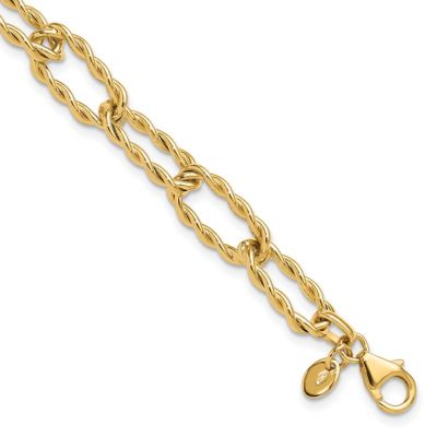 Belk & Co 14K Yellow Gold Polished and Textured Twisted Link Bracelet