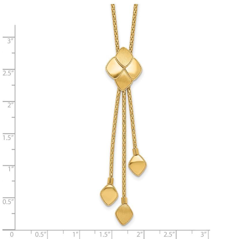 14K Yellow Gold Polished and Brushed Y-Drop Plus 2-inch Extension Necklace